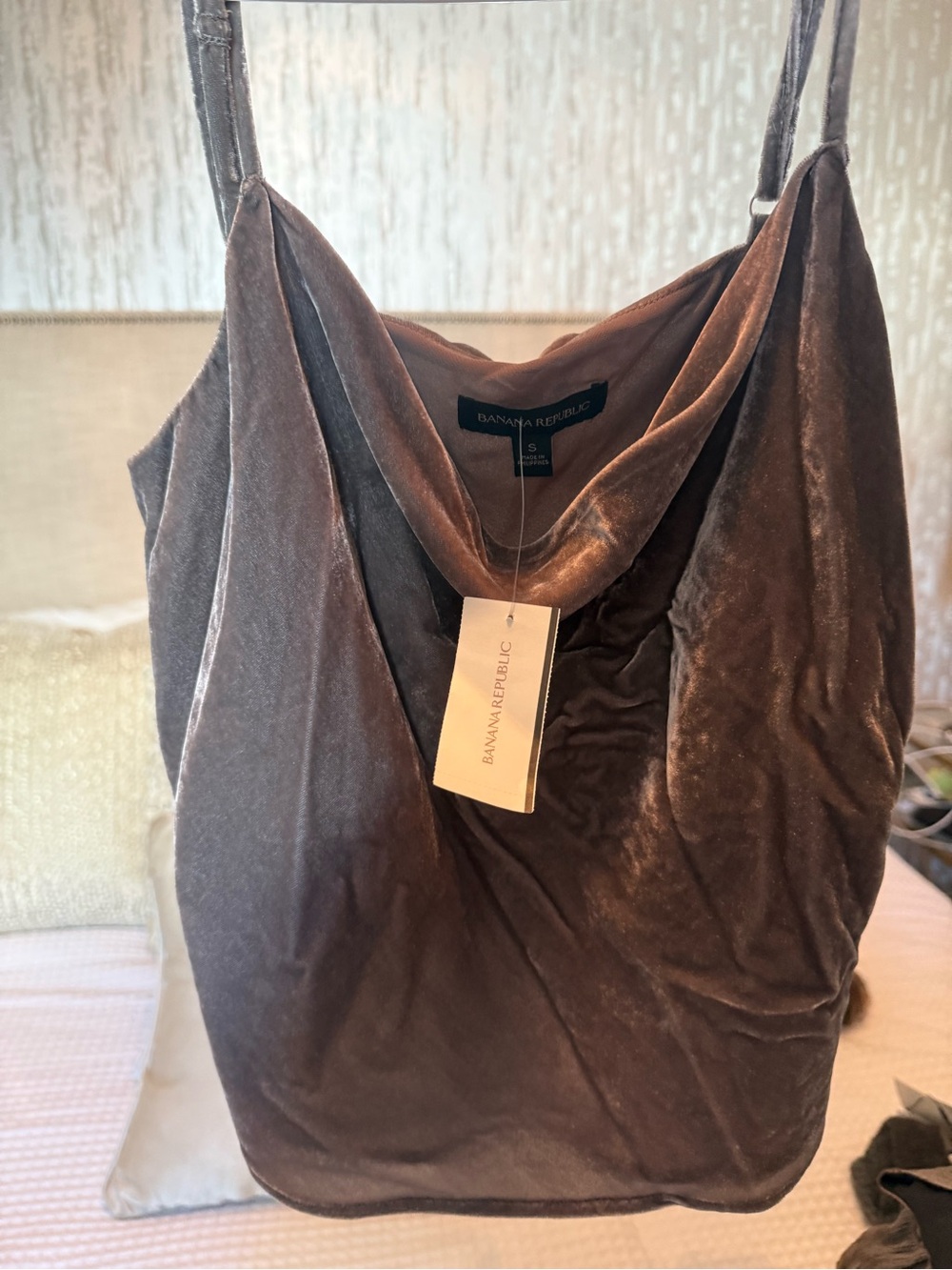 Banana Republic Velvet Blouse in Silver